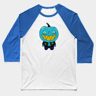 Sky Blue Zombie Pumpkin Man of Halloween Baseball T-Shirt